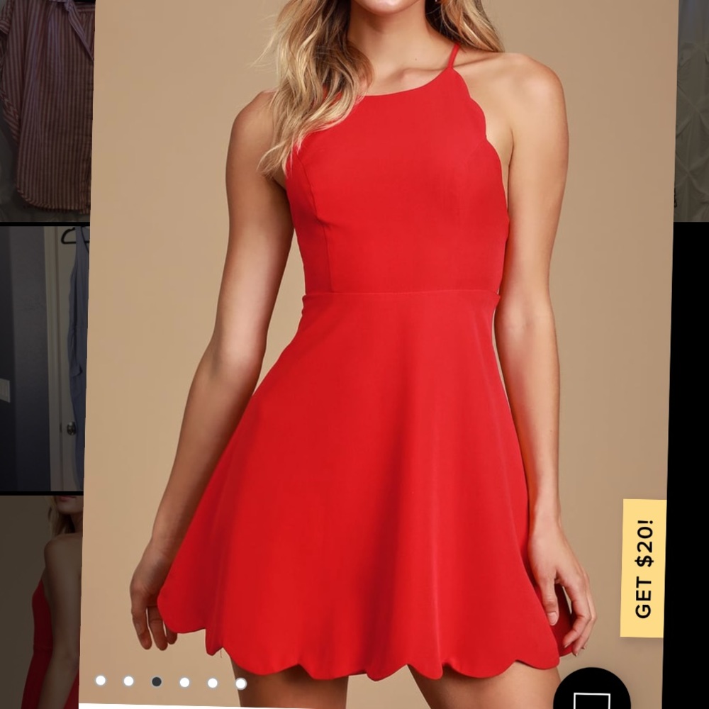 Lulu’s play on curves red scallop dress
